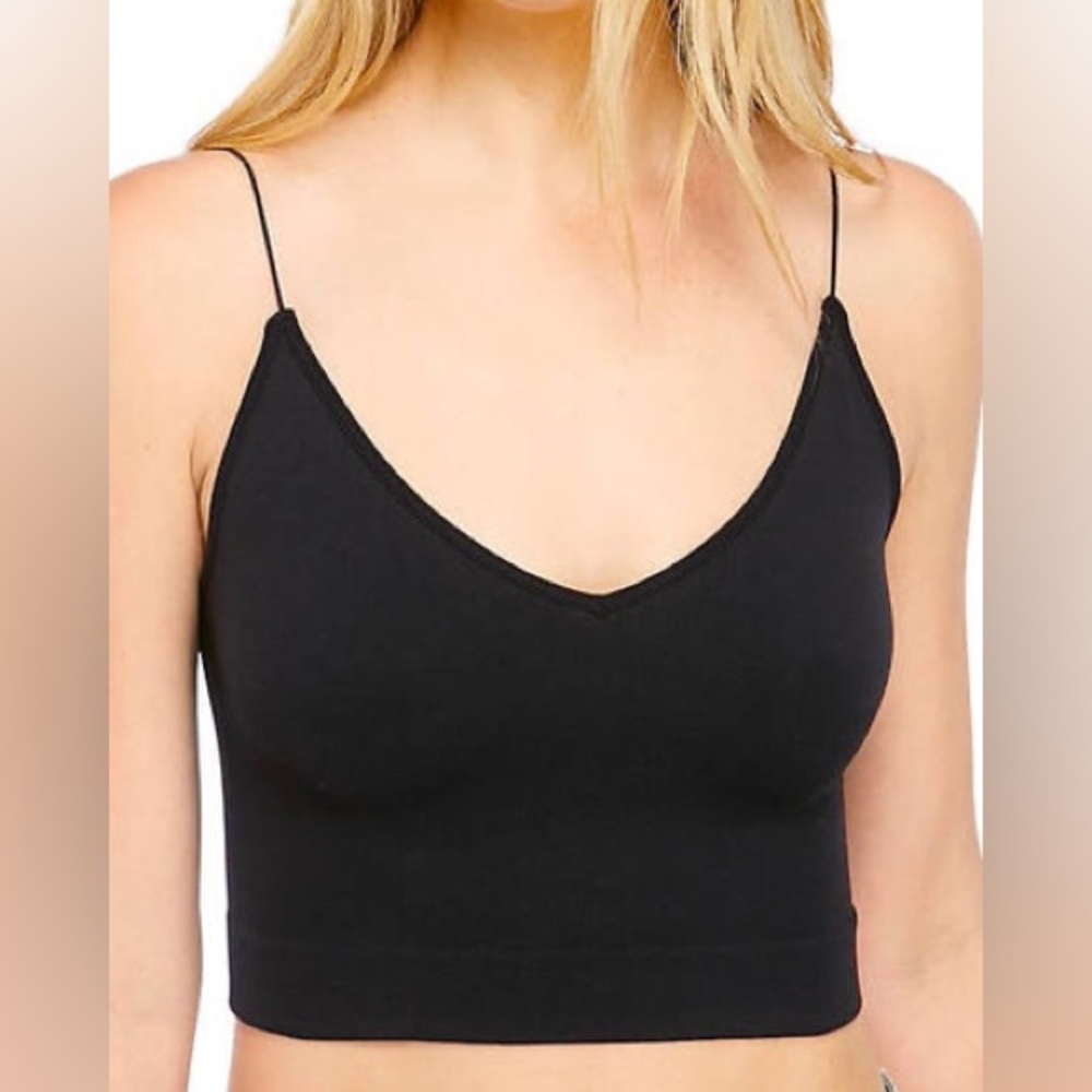 Free People - Ribbed V-Neck Brami in black size m/l - Picture 1 of 6